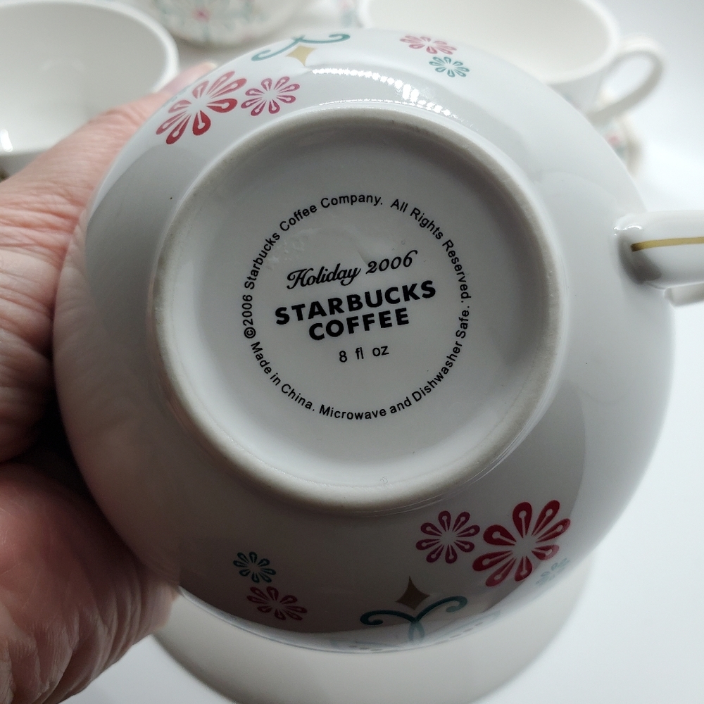 Starbucks Holiday 2006 1 Cup 1 Saucer Set NORDIC Winter Snowflake Cocoa … - Picture 7 of 7